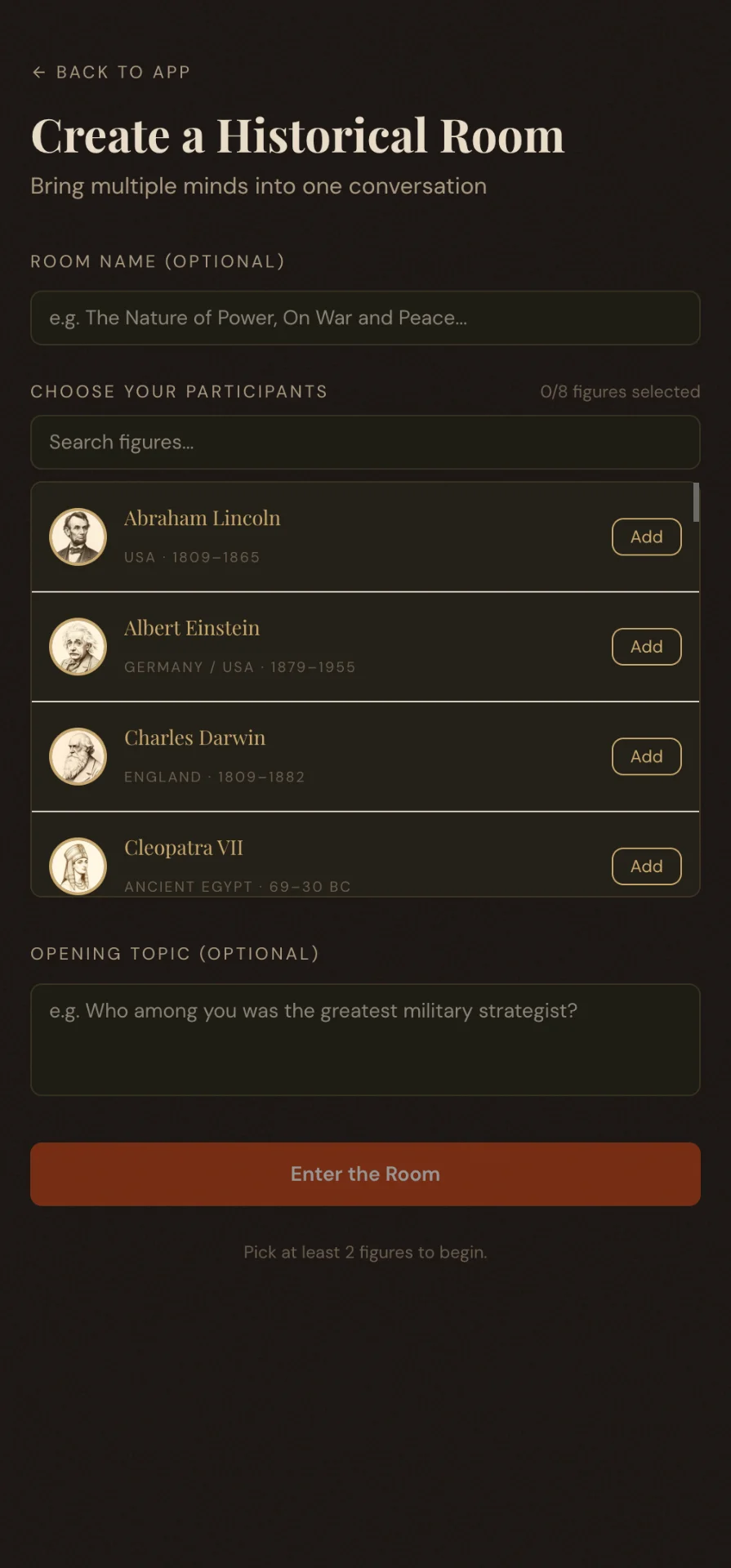 Create a historical room on Merety