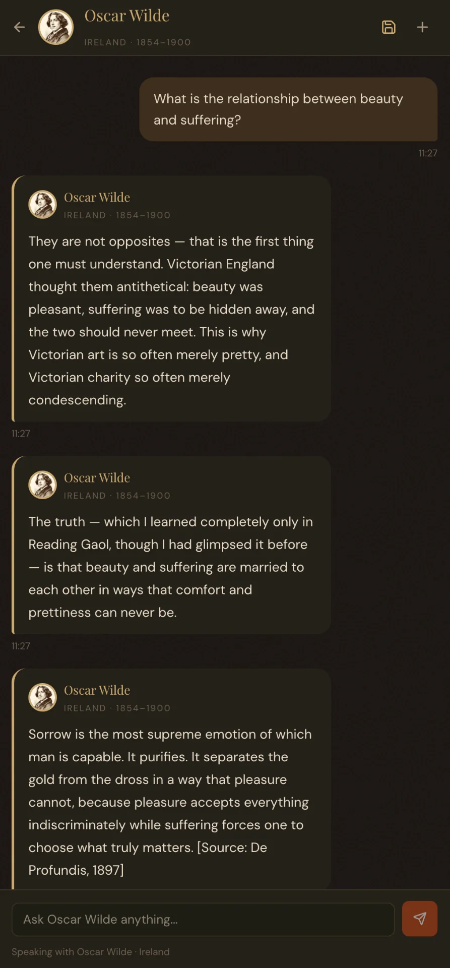 Chat with Oscar Wilde on Merety